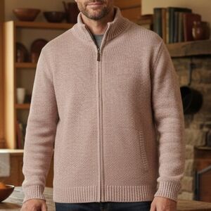 L.L. Bean M Heritage Winter Cabincore Plaid Blanket Lined Lambswool Knit Sweater